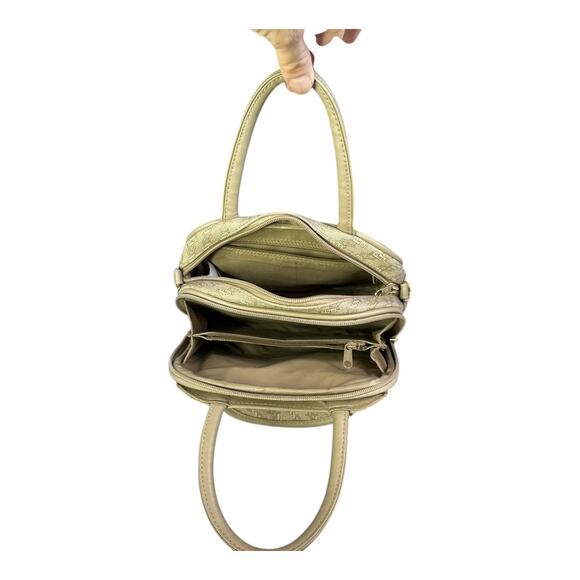 Via Prima Small structured Top Handle Handbag Neutral beige brown gold hardware - Picture 5 of 10